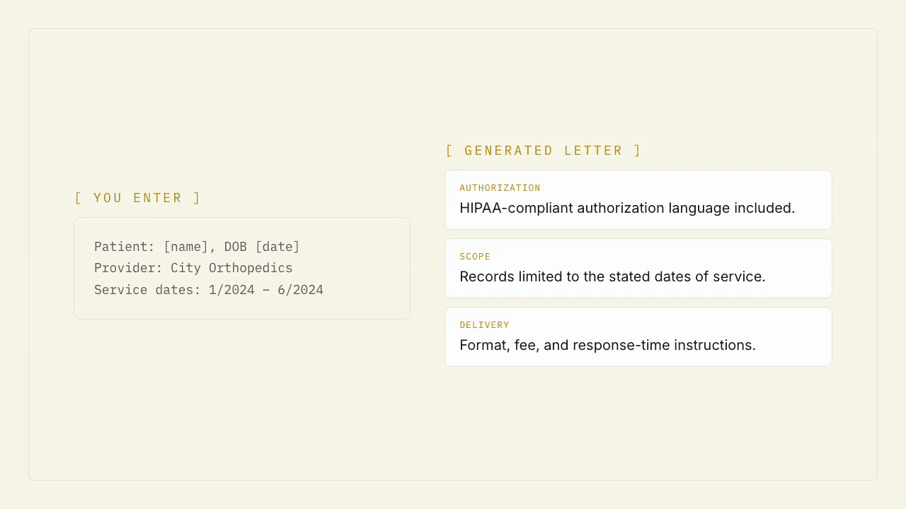 Medical Records Request walkthrough